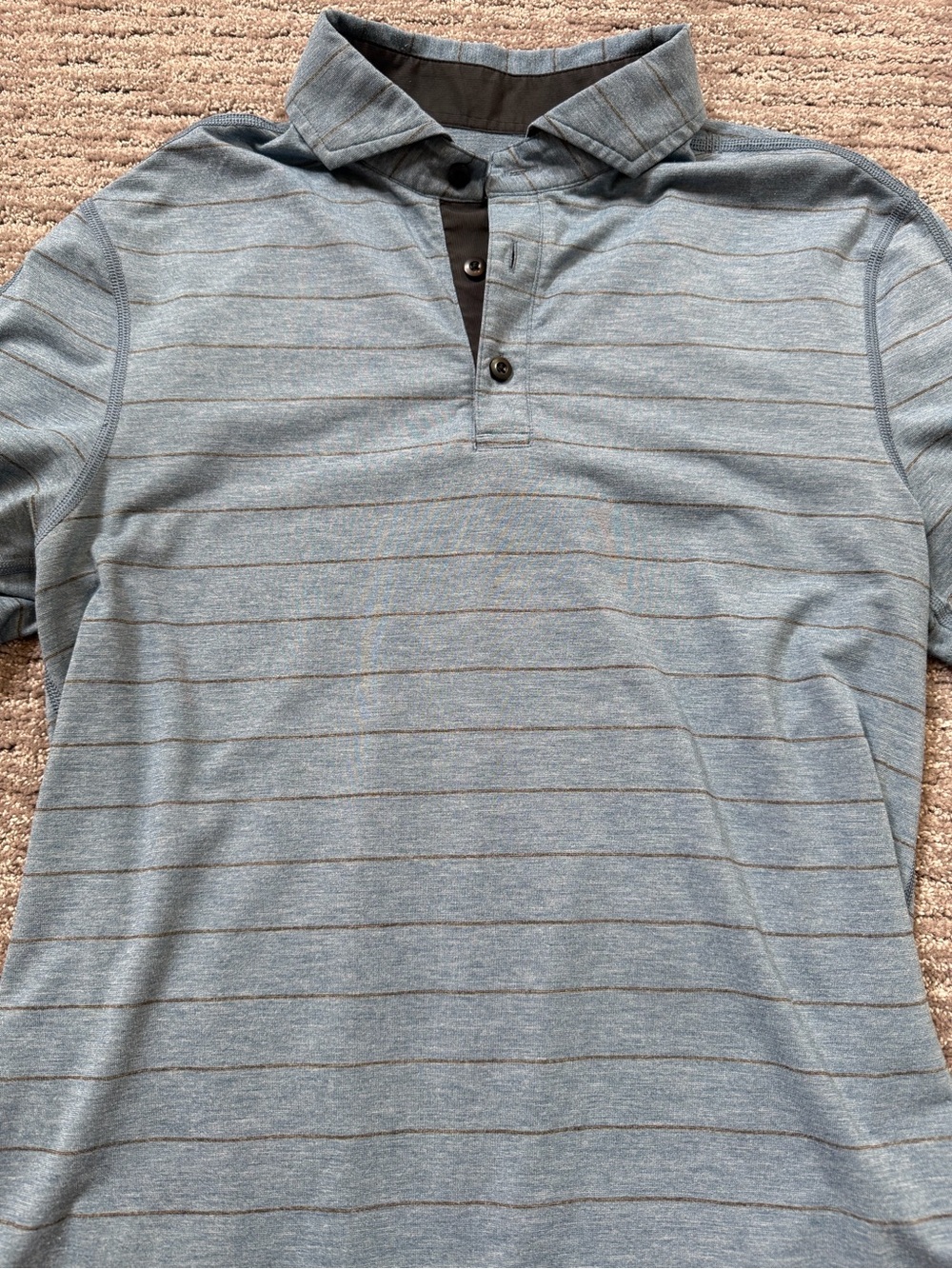 lululemon athletica Light Blue Thin-Striped Polo